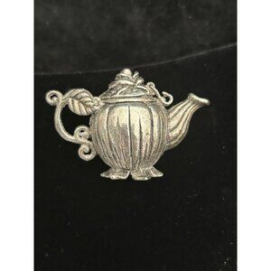 Vintage Gianna Rose 1995 Mini pewter Teapot Rose hinged Lid Pill box Trinket